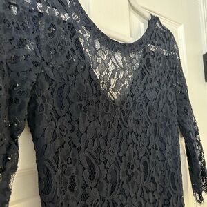 Lulu's Navy Lace Long Sleeve Dress